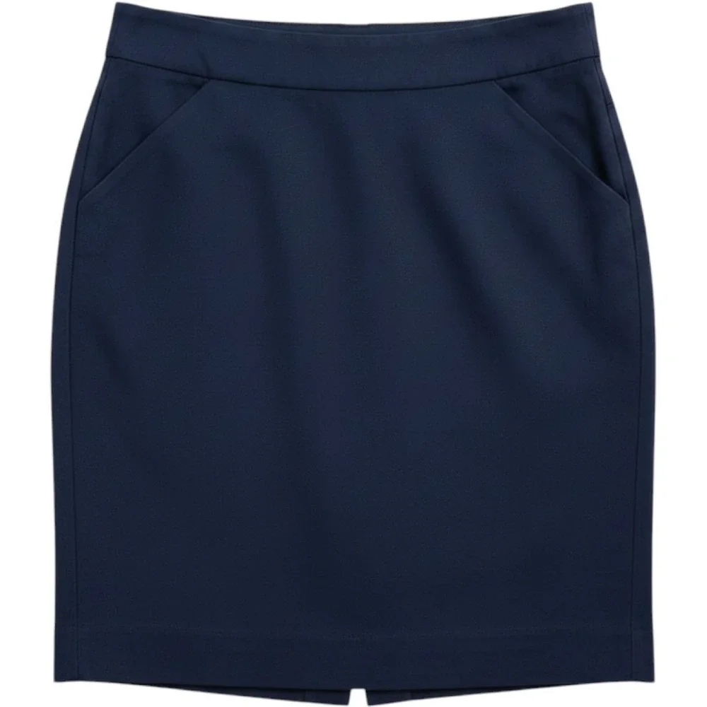 J.Crew Pencil Skirt Women 6 Navy Blue Cotton High Waist Pockets 37415